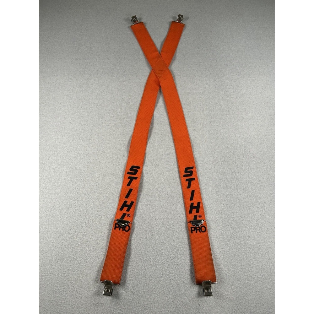 Stihl Pro Chainsaw Adjustable Mens Suspenders Orange Metal Clasp